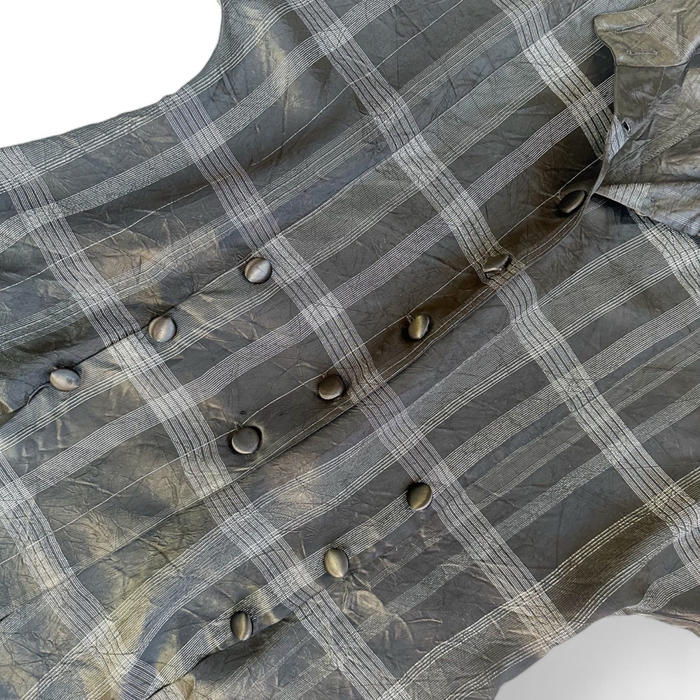Joseph Ribkoff Black White Plaid Long sleeves Button-Up Satin Blouse Women Sz 8 - Picture 10 of 12